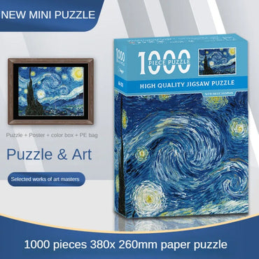 Mini Jigsaw Puzzle The Starry Night 1000 Pieces for Adults Van Gogh Environmentally Friendly Puzzle Gift Toy