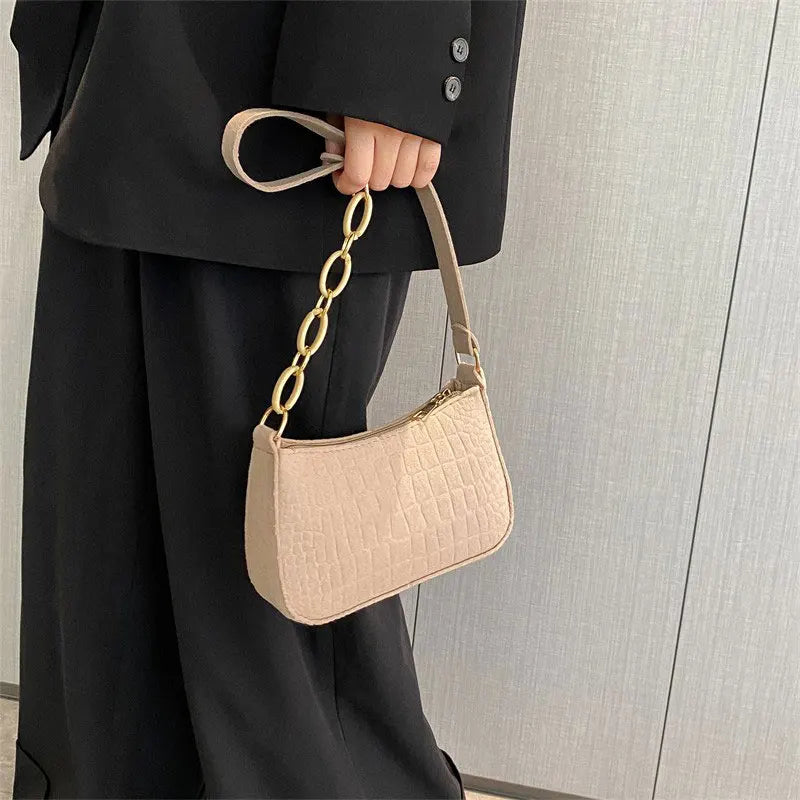 Luxury Crocodile Pattern Felt Women's Satchel Shoulder Crossbody Purse Handbag Fashion Chain Tote Ladies Bag