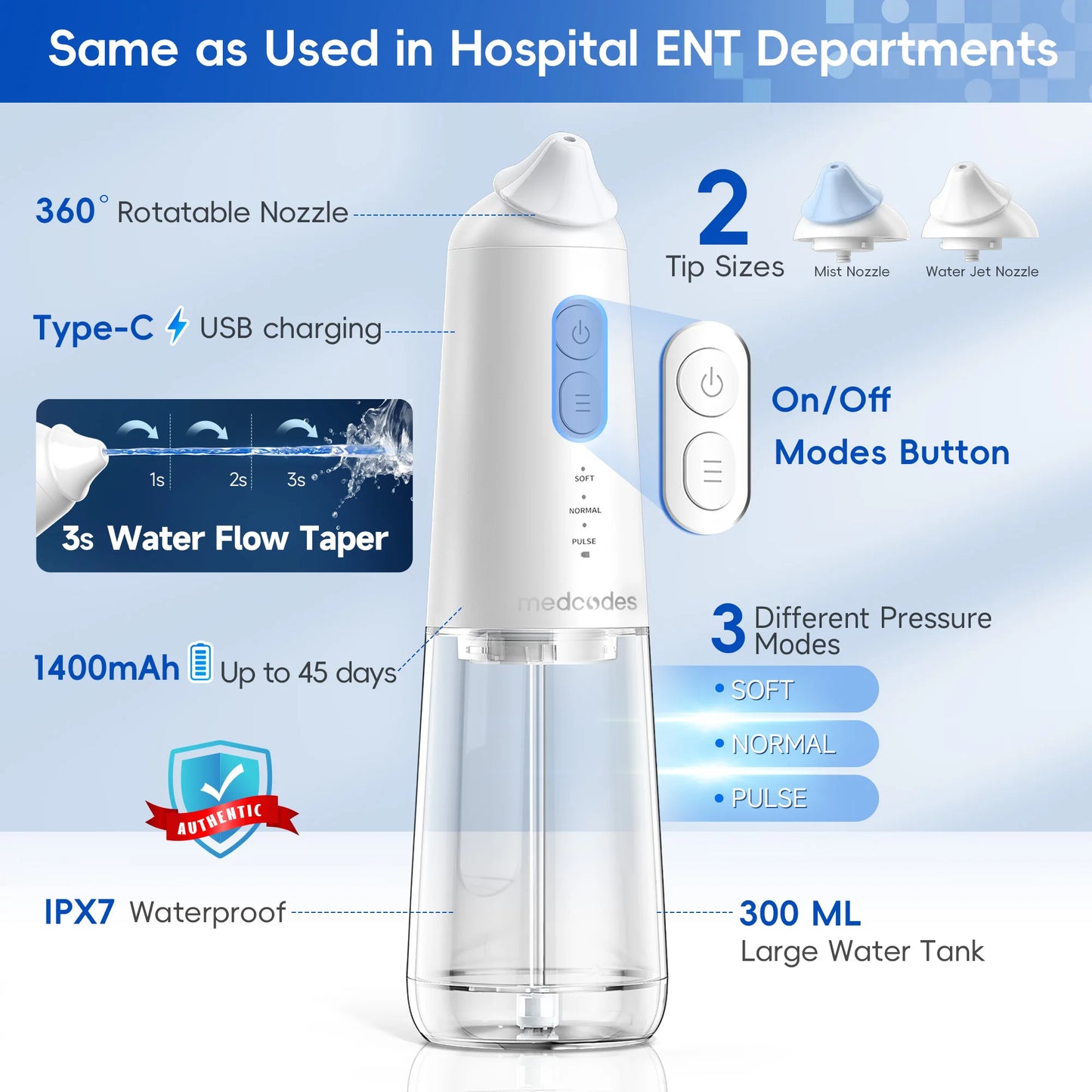 Electric Pulsating Sinus Nose Rinse Irrigator Cleaner for Sinus Relief & Nasal Care Neti Pot Nose Cleaner with 30 Salt Pods Nasal Wash Kit