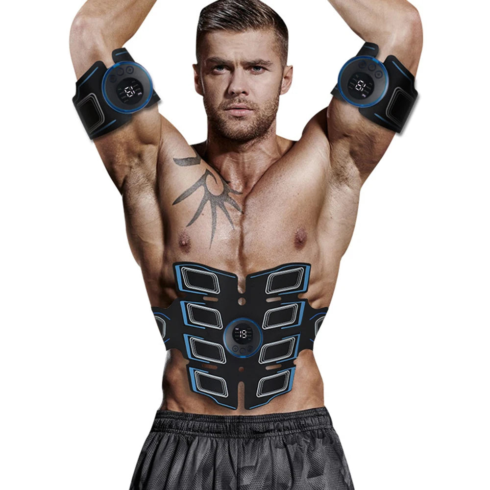 Electronic USB Rechargeable Abdominal and Arms Muscle Trainer Stimulator Portable Massager Training Belt Exercise Fitness Device