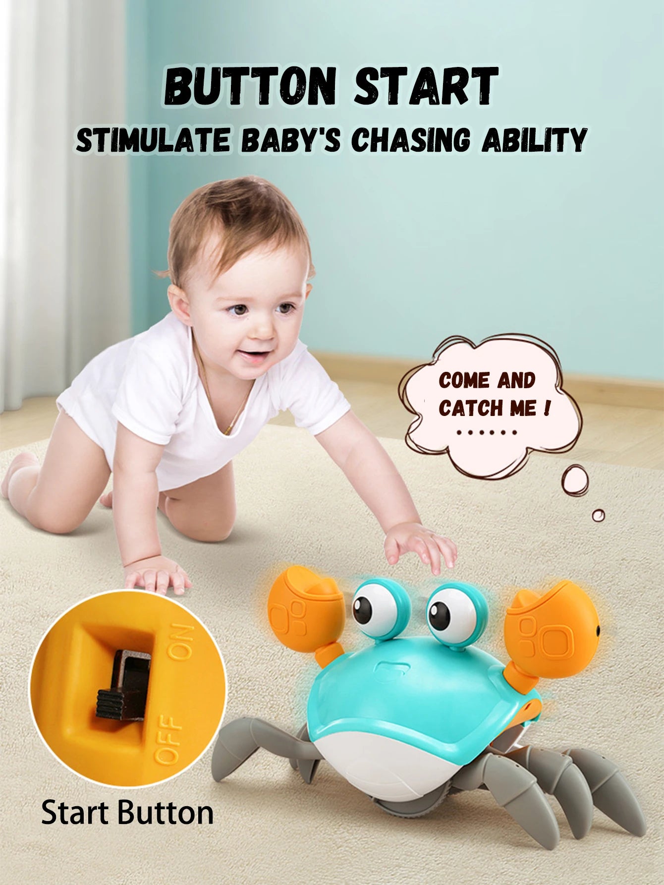 Auto-Sensing Escape Crab Electronic Pet Crawling Avoiding Obstacles Toy With Sounds for Kids and Children