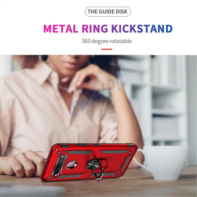 Shockproof Phone Case for LG K61 K51S K51 K50S K41S, Stylo 6 5, Aristo 2 3, Harmony 4, Q51 Q61 Magnetic Ring Holder Back Cover