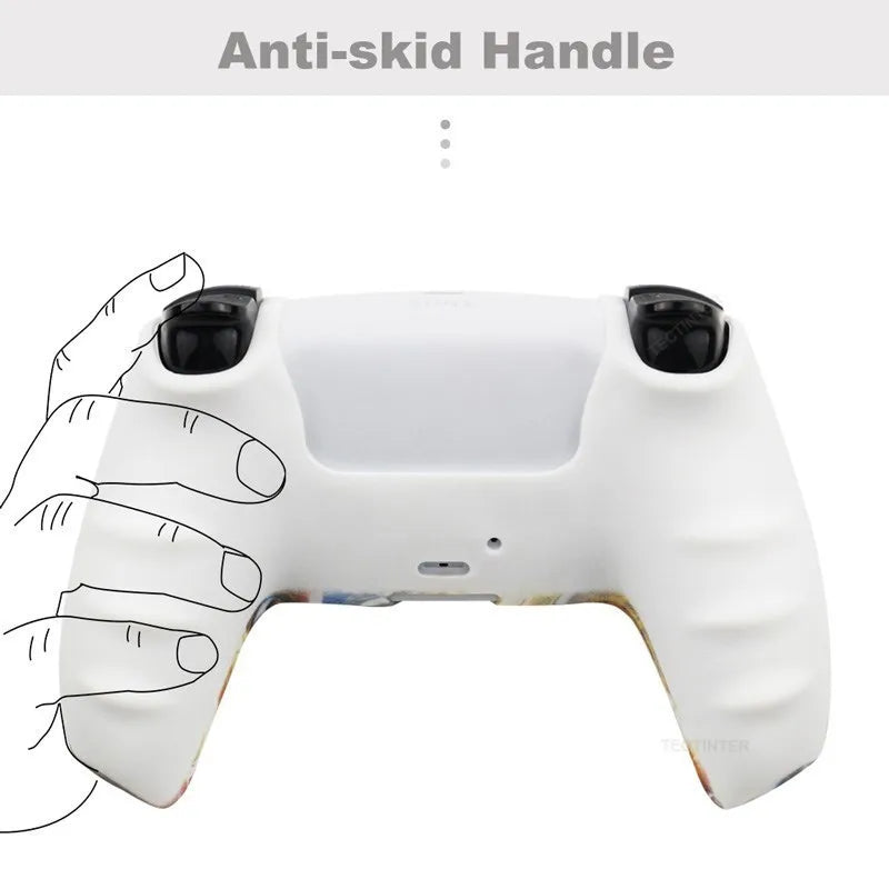 Anti-slip Silicone Protective Cover Skins Compatible with Sony Playstation 5 Controller Slim Gamepad PS5 Case Thumb Grips Accessories