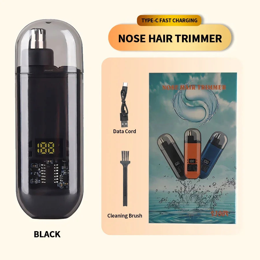Mini Rechargeable Electric Nose Ear Hair Trimmer Clipper Multi-kinetic Shaving 2-in-1 Fully Automatic and Washable