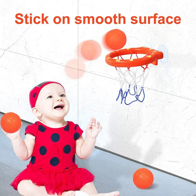 Fun Kids Mini Basketball Bathtub Water Play Set with 3 Balls Exciting Shower Bath Suction Cup Toys Entertaining and Safe