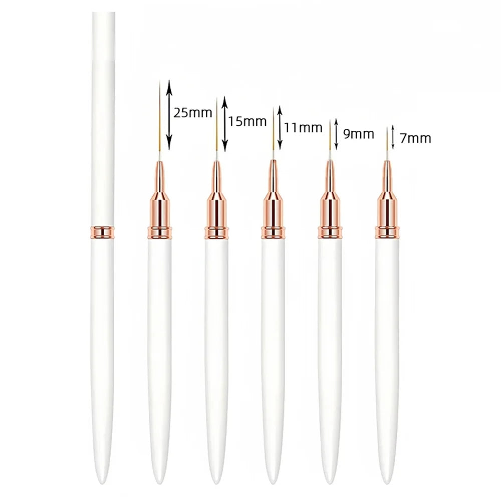 Nail Art Liner Brushes 5pcs Set Perfect for your Custom Elongated Striping Drawing and Painting Nails