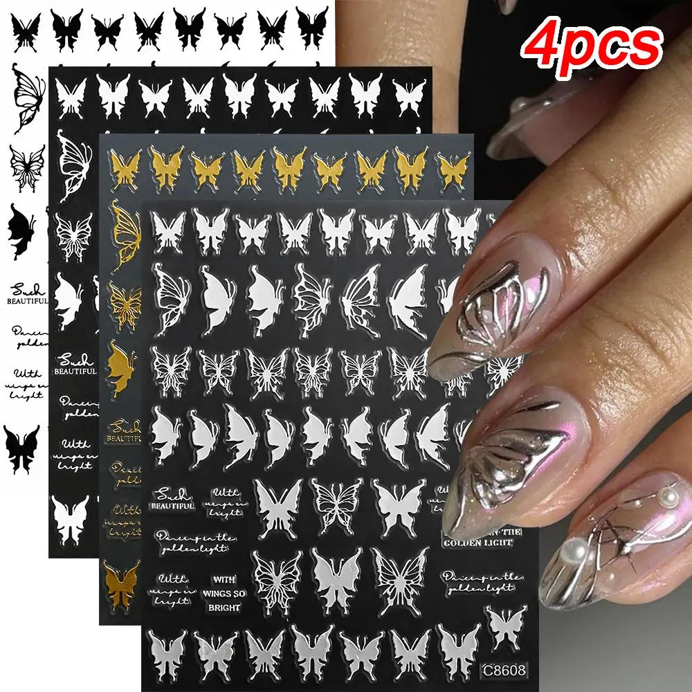 Star Sun Moon 3D Nail Stickers Bronzing Nail Art Gold Silver Styles Decal Self-Adhesive Slider
