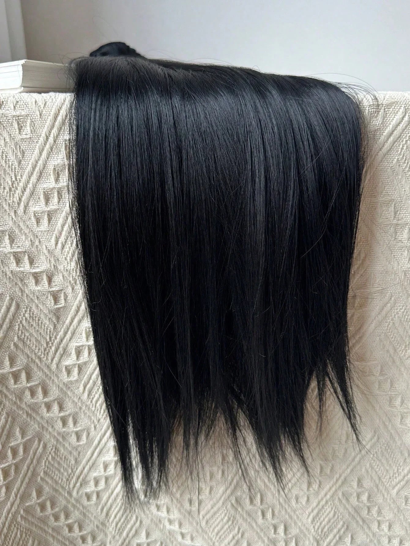 Synthetic Wig 6pcs 16 Clips 24 Inch Wavy Curly Full Head Hair Extensions on Double Weft Dark Black For Women