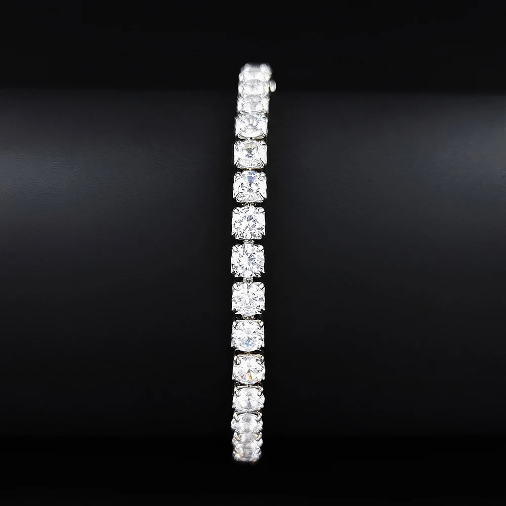 Exquisite Luxury Silver Color Princess Cut Crystal Bracelet Bangle for Women Fashion Jewelry Accessories