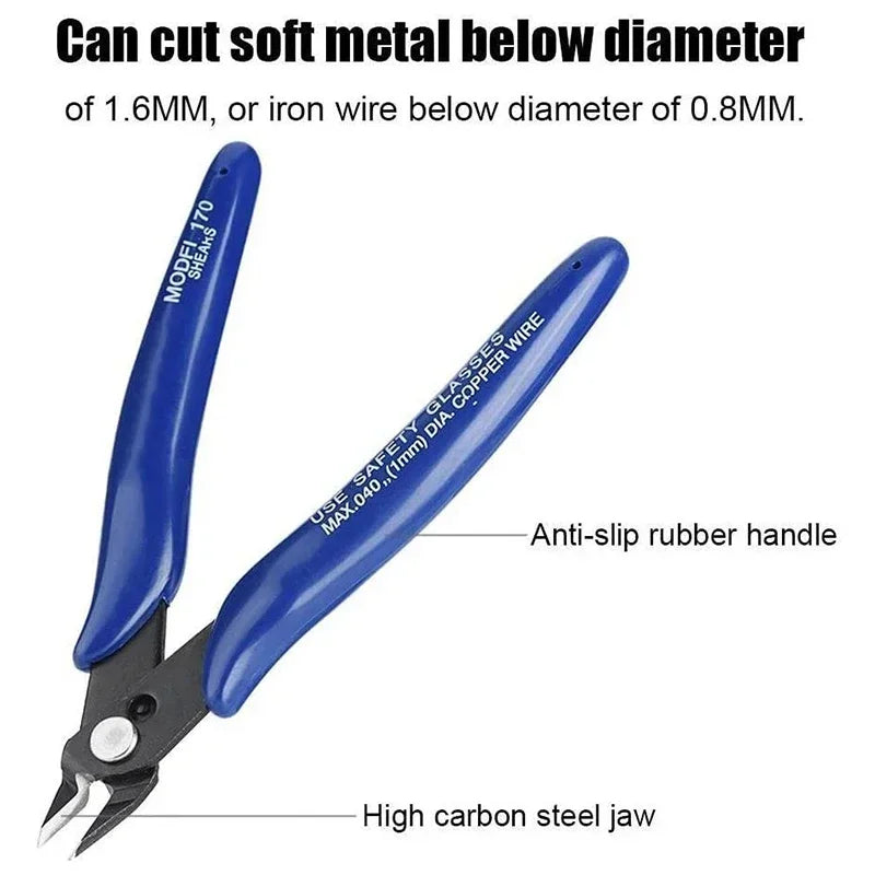 Wire Cutter DIY Trimmer Diagonal Side Cutting Cable Nippers Blue 170 Hand Pliers Mini Snips Flush Trimmer Hand Tool