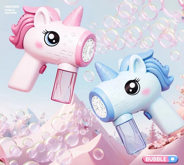 Automatic Unicorn Electric Bubble Gun Toy Fun Bubble Machine Automatic Soap Blower with Lights for Children Entertainment