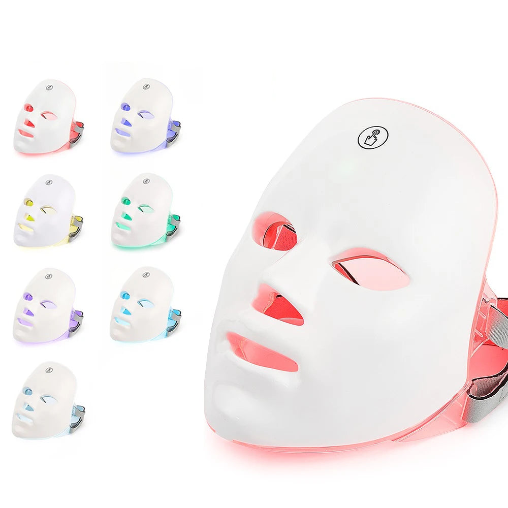 Anti-Aging Bio-Light Therapy 7 Colors LED Face and Neck Mask for Skin Tightening Lifting Beauty Care Device