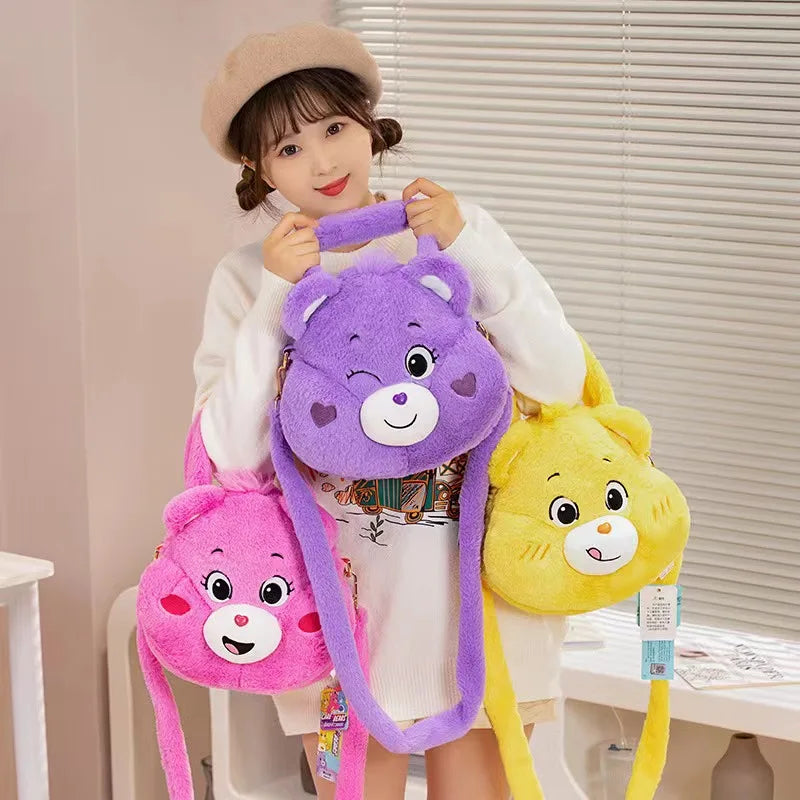 Popular Cute Care Bears Plush Backpack Kawaii Fashion Plushie Doll Girl's Children's Shoulder Bag Knapsack