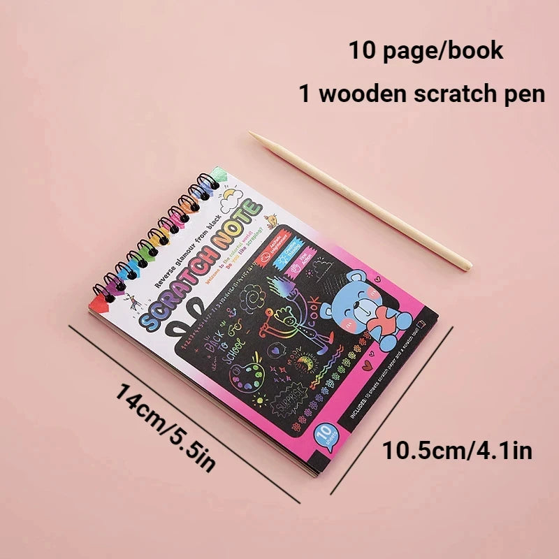 Magic Rainbow Scratch Off Paper Book Set for Kids Arts Scraping Painting Toy Children DIY Graffiti Montessori Educational Toys