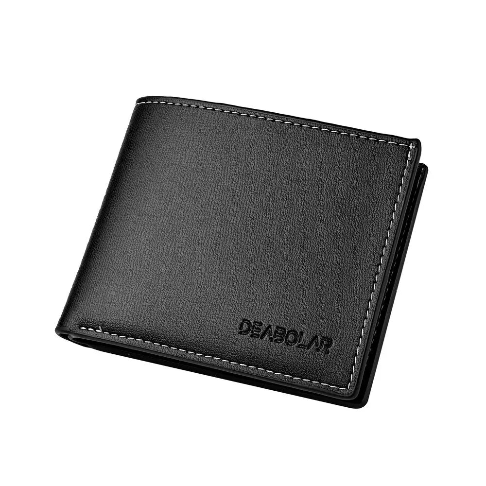 Elegant Leather Folding Multi Card Holder Men's Wallet Thin Style Stitched Wallet
