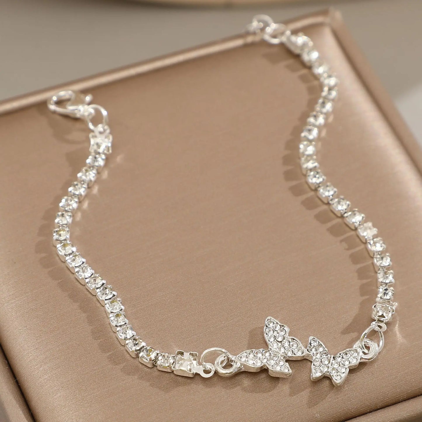 Modern Crystal Butterfly 925 Sterling Silver Chain Bracelets for Women Minimalist Adjustable Charm Jewelry Accessories