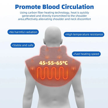 Electric Thermal Compress Vibration Shoulder Neck Pad Massager Cervical Wrap Shawl Three Gear Heating Relax Brace