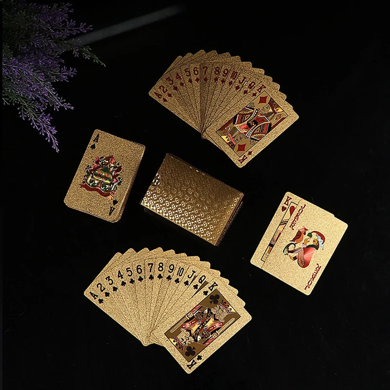 Black and Gold Playing Cards Set Waterproof Poker Blackjack Game Gift Plastic Box High Quality Collection