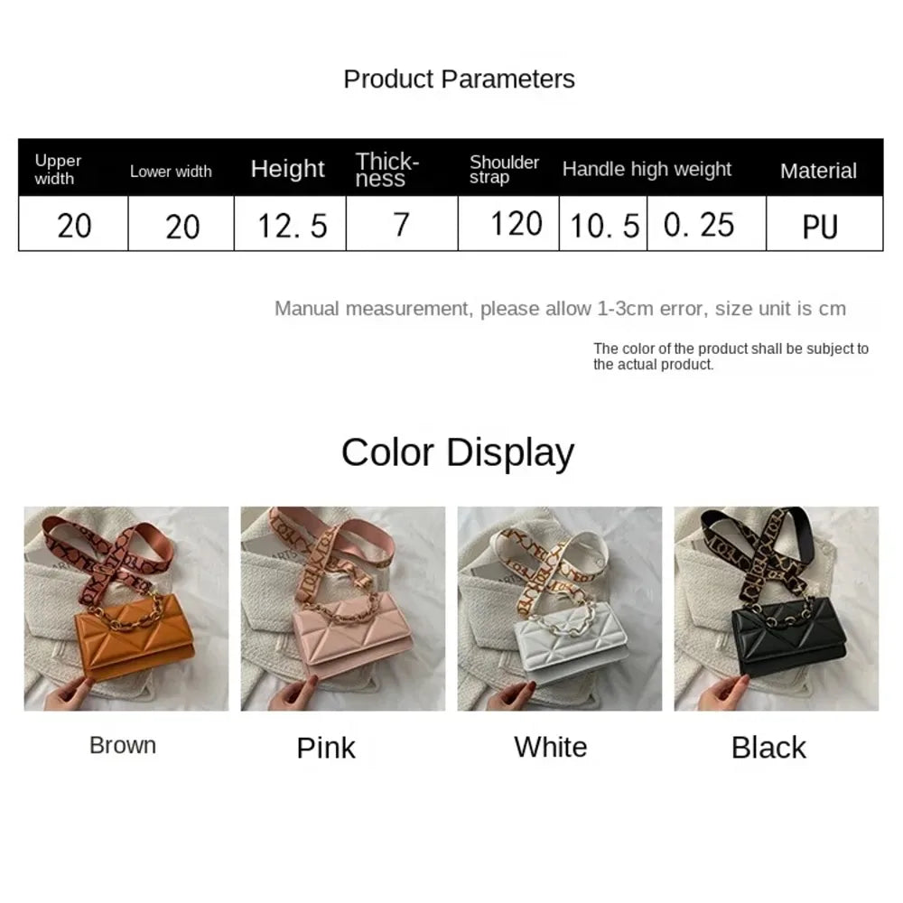 Modern New Trendy Style Women's Leather Chain Purse Shoulder Handbag Messenger Small Square Bag