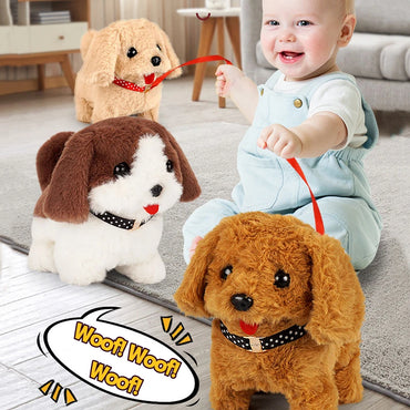 Interactive Electronic Walking and Barking Plush Puppy Dog Toy with Remote Control Leash for Kids Children Toddlers