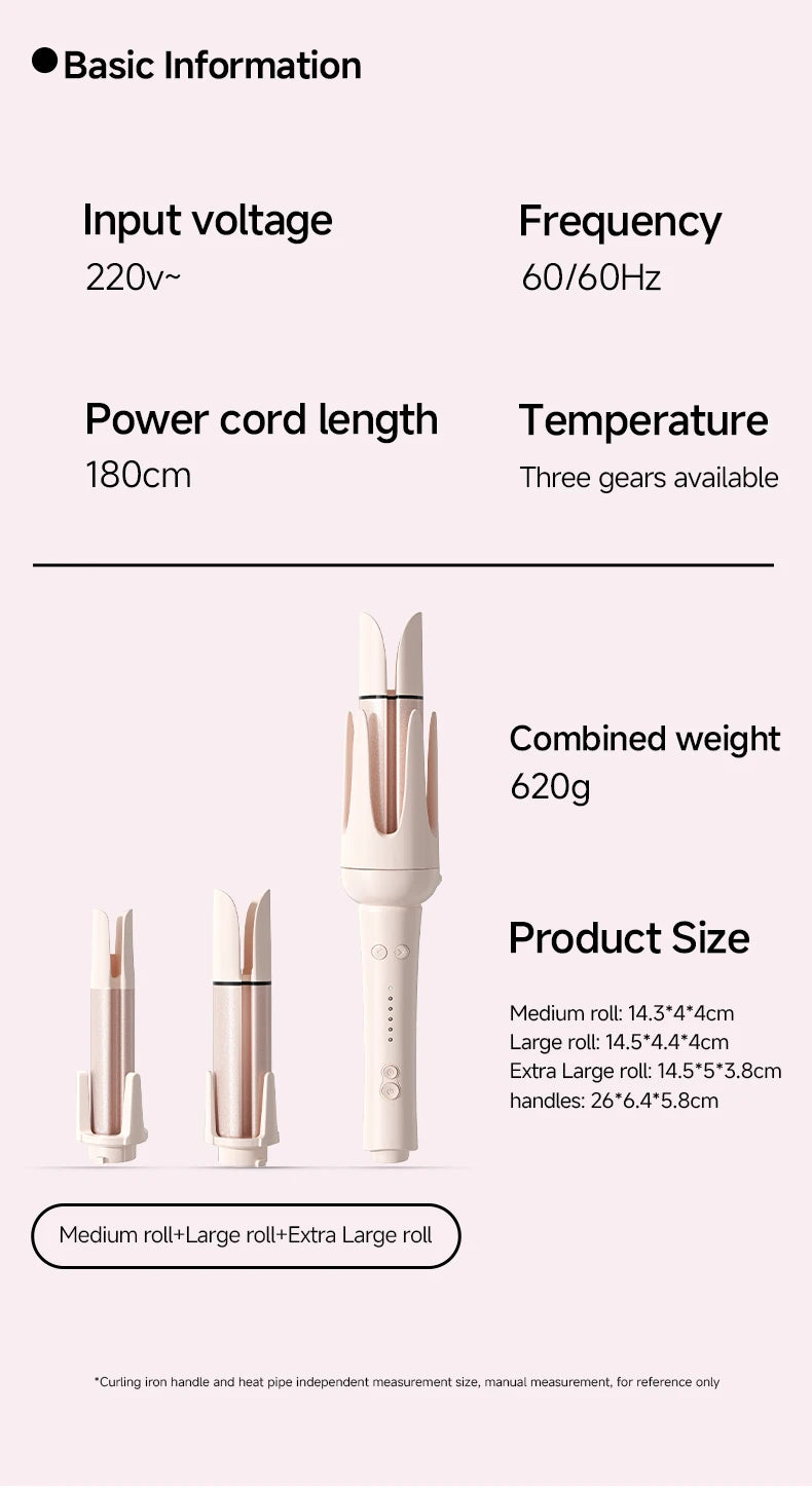 3 in 1 Automatic Rotating Ceramic Hair Curling Iron Professional Hair Roller Stick 28mm 32mm 40mm Curling Wand Hair Waver