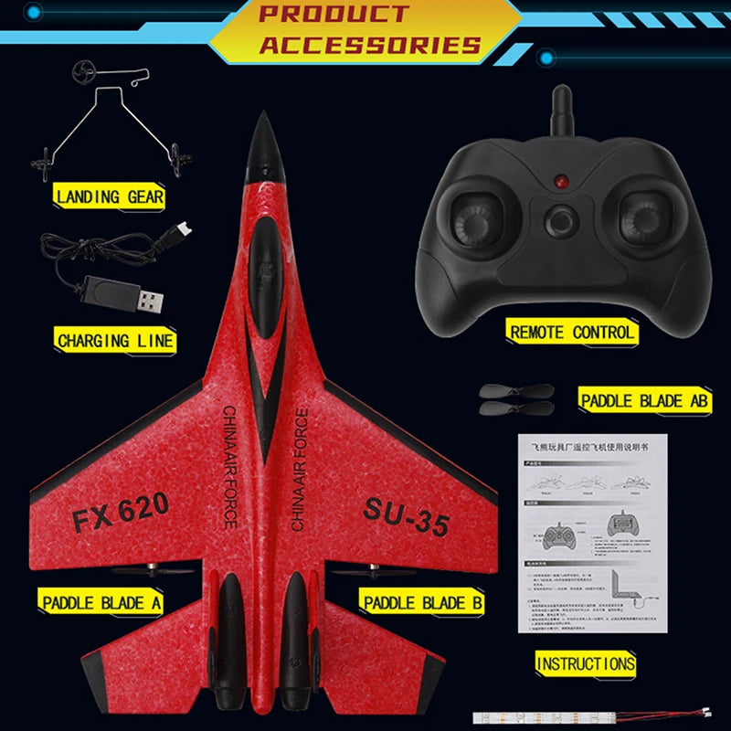 RC Foam Airplane SU-35 SU-57 Fighter Plane 2.4G Radio Remote Control Aircraft Glider Foam Great for Beginners