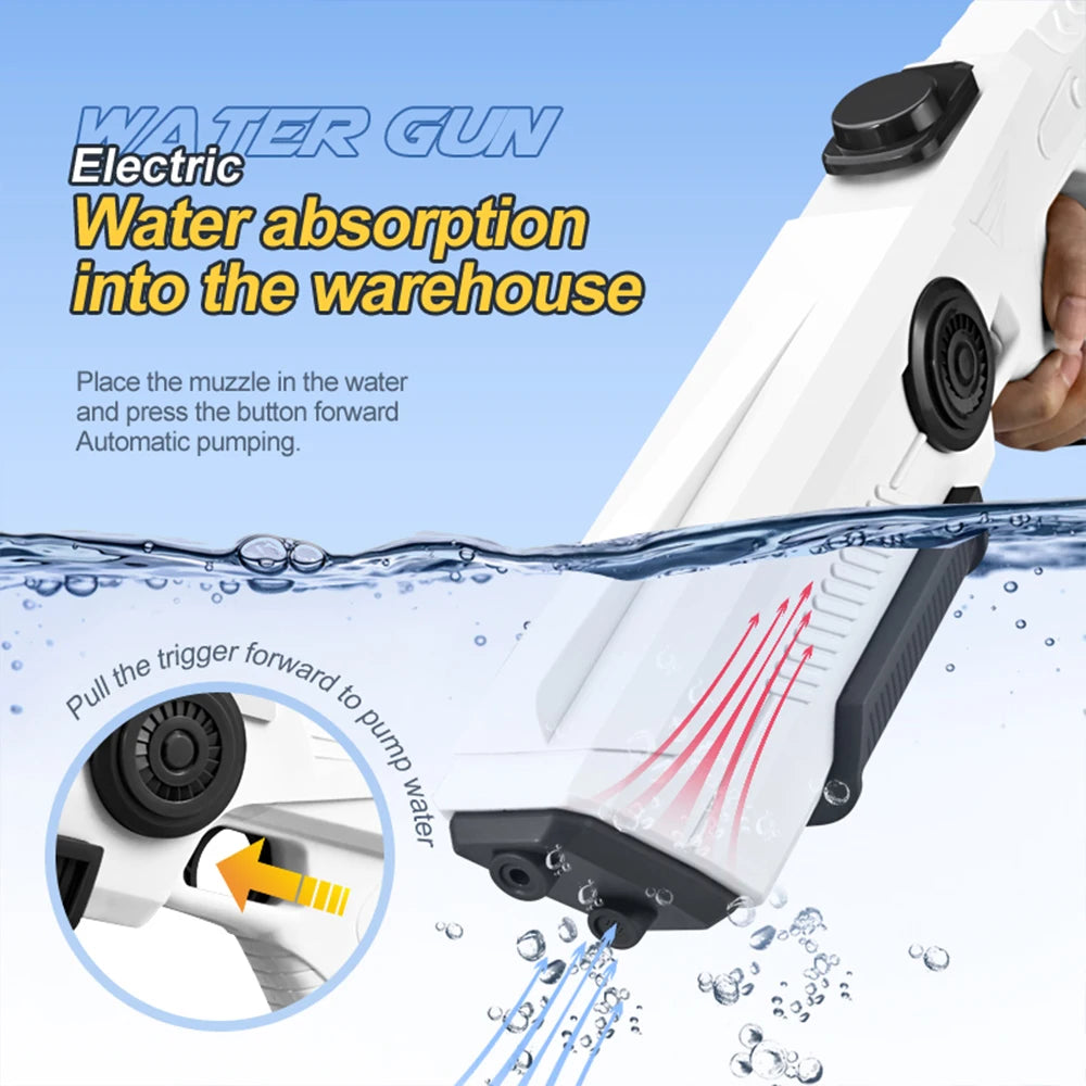 Electric Water Gun for Children and Adults Supports Automatic Water Absorption and External Water Bottle 10m 33 Feet Range