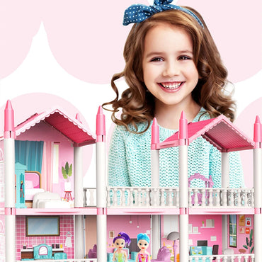 Fantasy Princess Castle Villa Doll House Set 3D DIY Assembly Toys Girl Family Children's Doll House