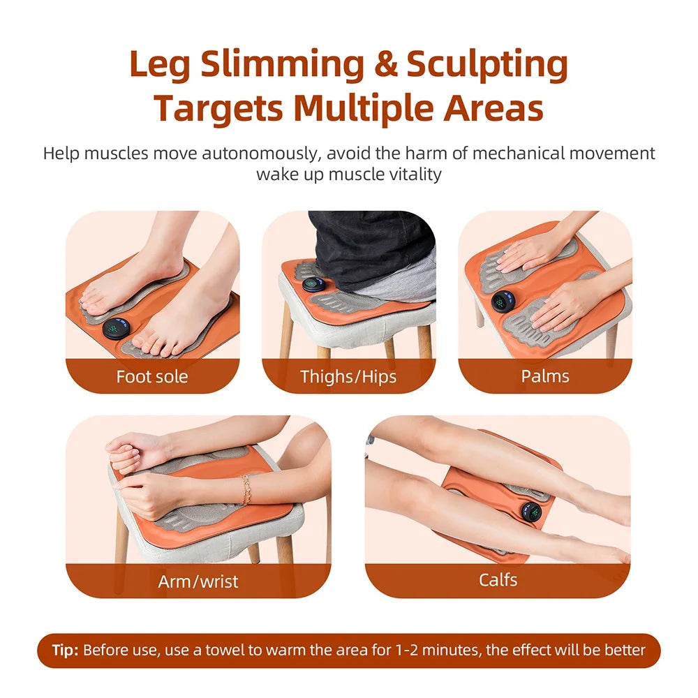 Electric Smart Vibrations 3D Foot Pad Massager Improve Blood Circulation Relax Muscles Slim Legs Rechargeable Foot Care Device