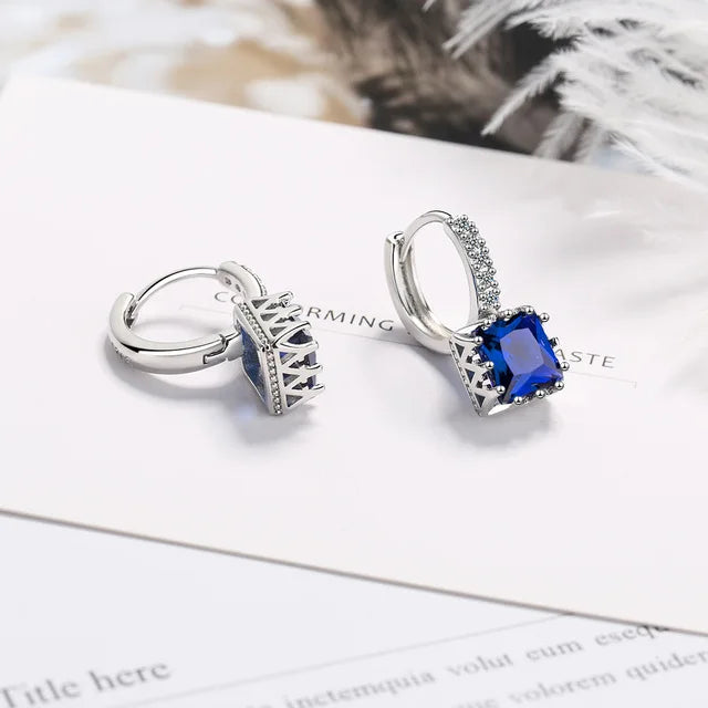Luxury Princess Square Crystal Drop Earrings for Women Trendy Jewelry Accessories