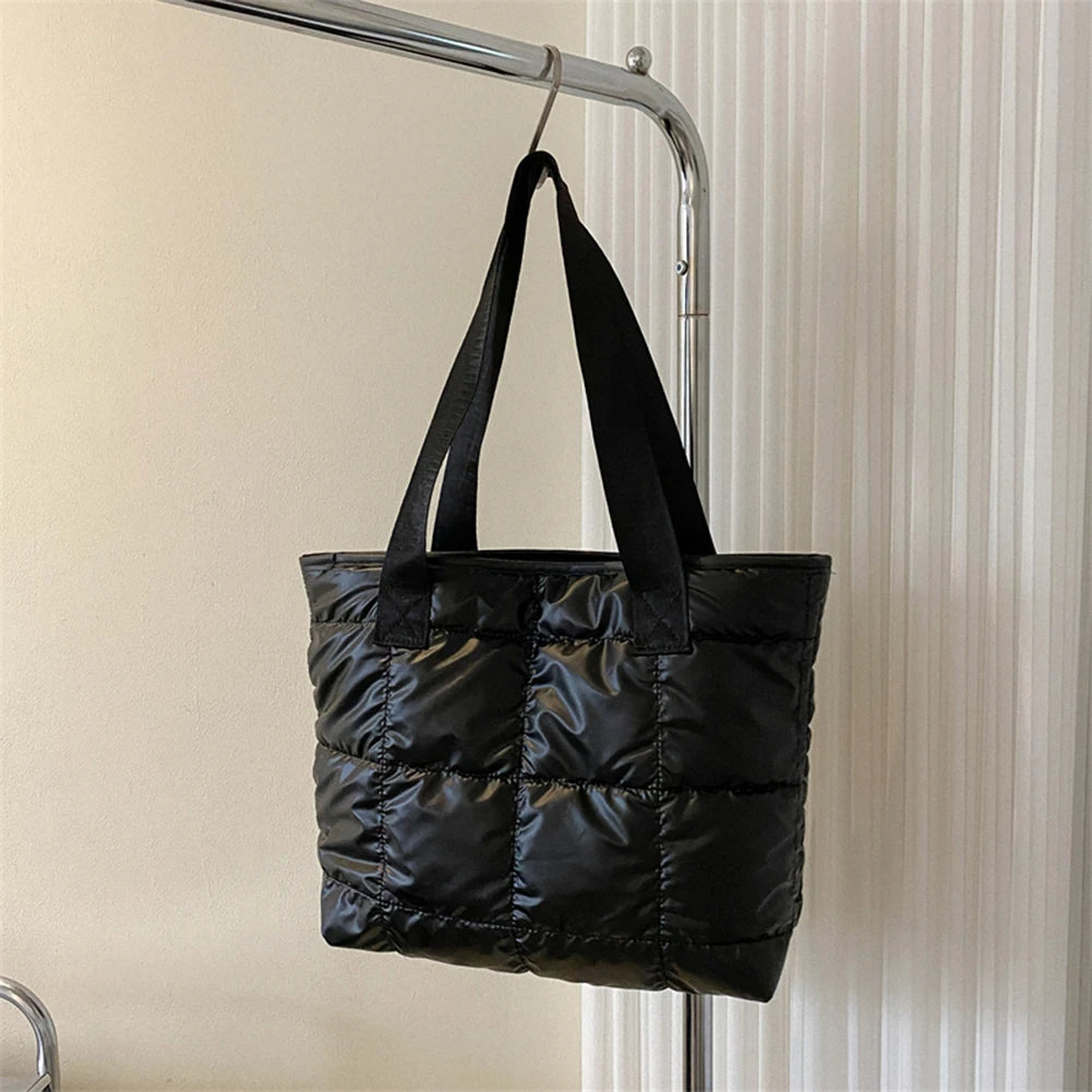 Large Capacity Quilted Fashion Women's Shoulder Tote Handbag Cotton Padded Top-handle Bags