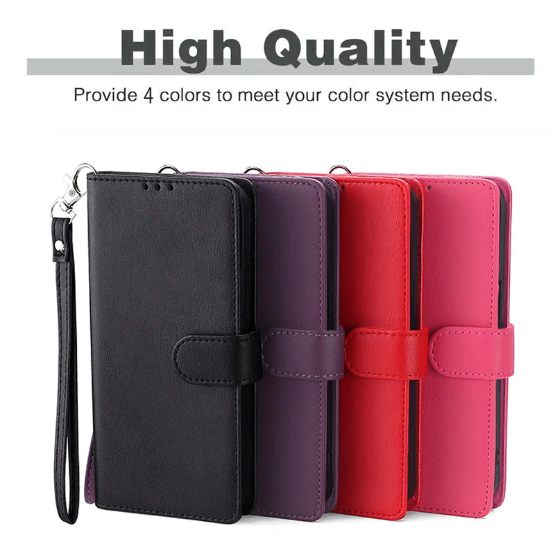 Deluxe Leather Wallet Phone Case for Realme 12 11 10 Pro Plus C2 C11 C12 C15 C17 C20 C21Y C25Y C25S Stand Function Multiple Card Slots Magnetic Flip Protective Cover