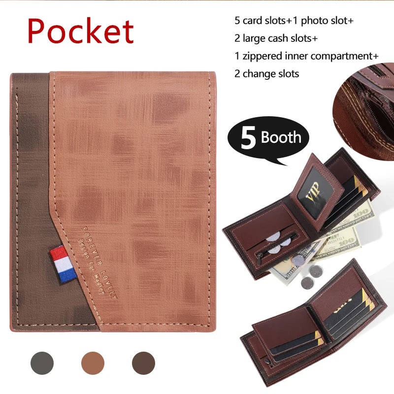 Modern High-Capacity Men's Leather Wallet Multi Slot Photo Card Coin Holder Wallet Great Gift