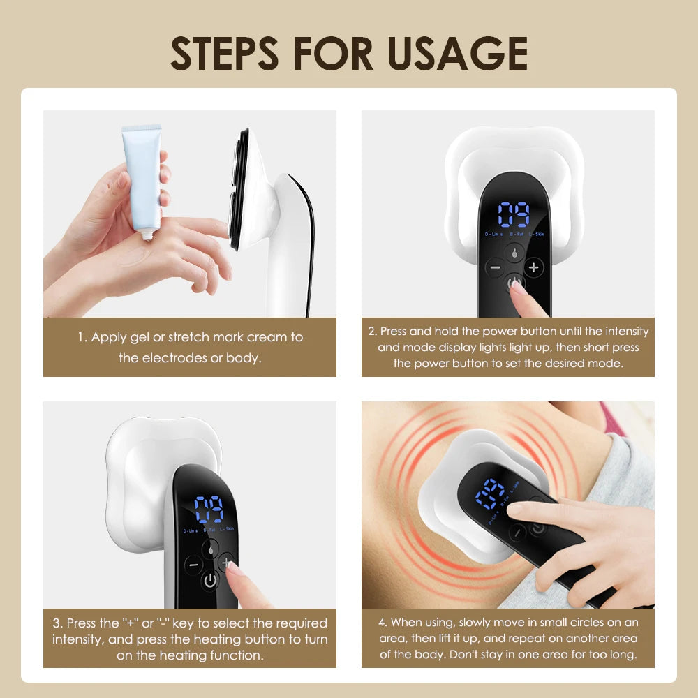 Cordless Electric Fat Remover Body Sculpting and Slimming Massager for Belly Waist Arm Legs Butt Full Body Lifting Tightening USB Charging Care Tool