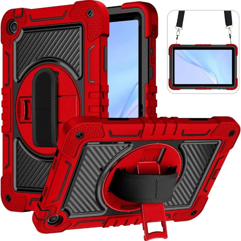 Durable Shockproof Silicone Stand Case for Huawei MatePad SE 11 10.4 Tablets Rotating Kickstand Kids Proof with Shoulder Strap