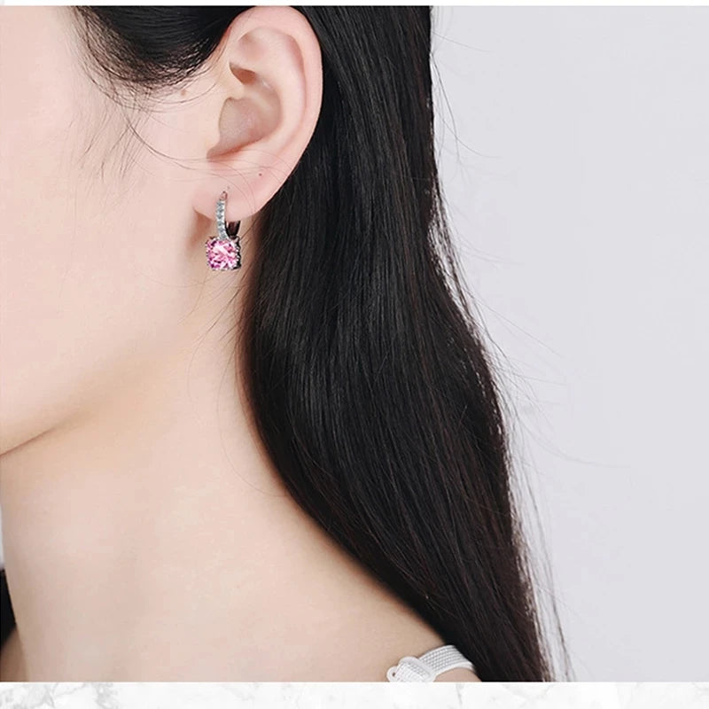 Luxury Princess Square Crystal Drop Earrings for Women Trendy Jewelry Accessories