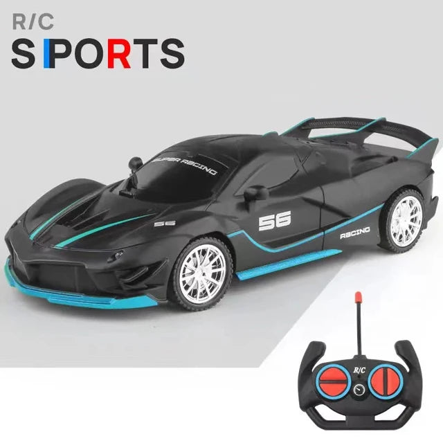 RC Racing Car with LED Lights 2.4G Radio Remote Control 1/18 Scale Sports Cars For Children Racing Drive Vehicle Drift Boys Girls Toys