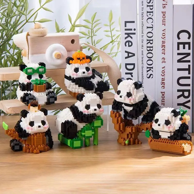 Fun Creative Mini Panda Micro Building Blocks 3D Model Cute Animals Bricks DIY Construction Toys for Children Kids Gift