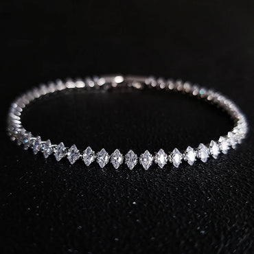 Luxurious Marquise Oval Cut Crystal Silver Color Tennis Bracelets for Women Fashion Accessories Jewelry
