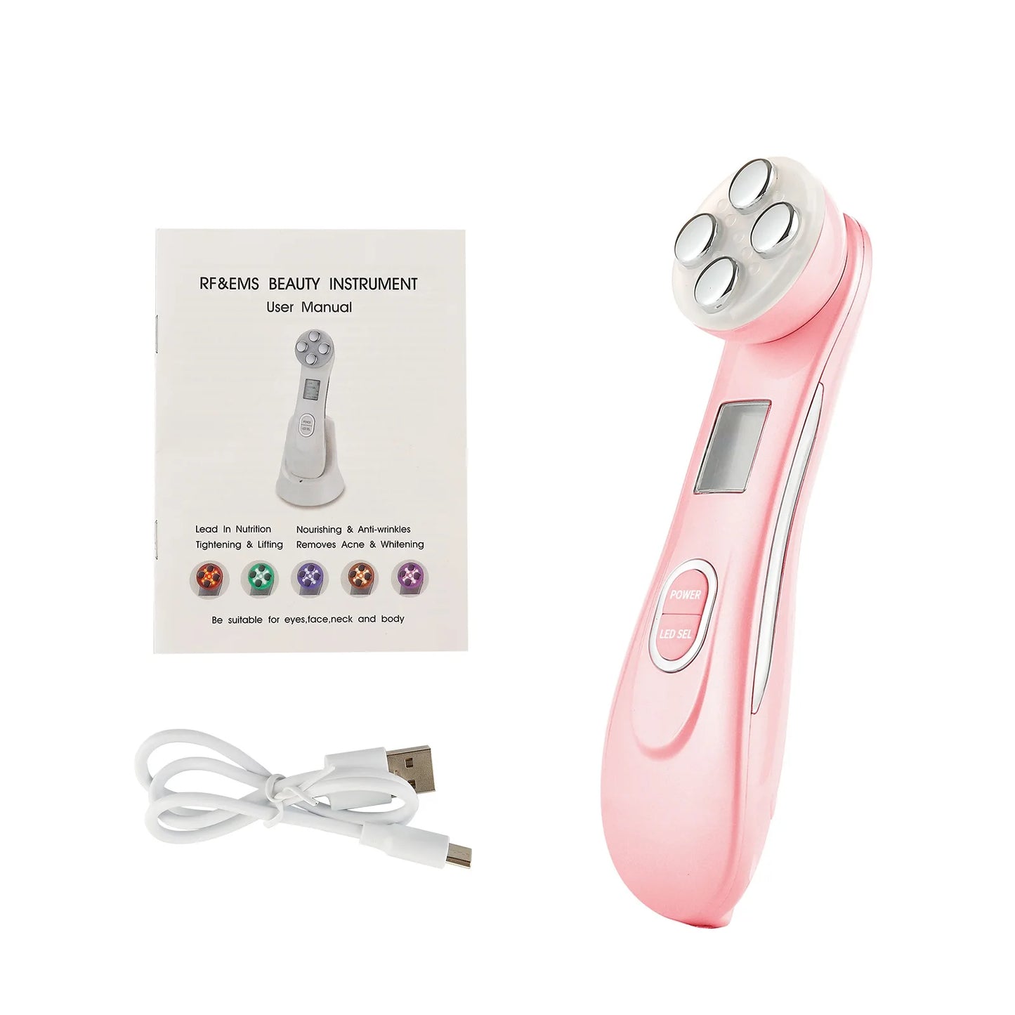 Anti-Wrinkle 5-IN-1 RF Radio Frequency Skin Lifting Tighten Face Massager Electroporation LED Photon Beauty Skin Care Device
