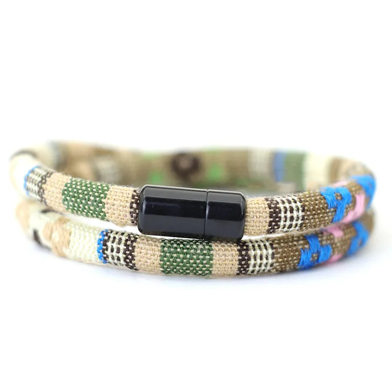 Unique Bohemian Rope Woven Bracelets for Men Women Unisex Magnetic Clasp Yarn Thread Band Strap Jewelry Accessories