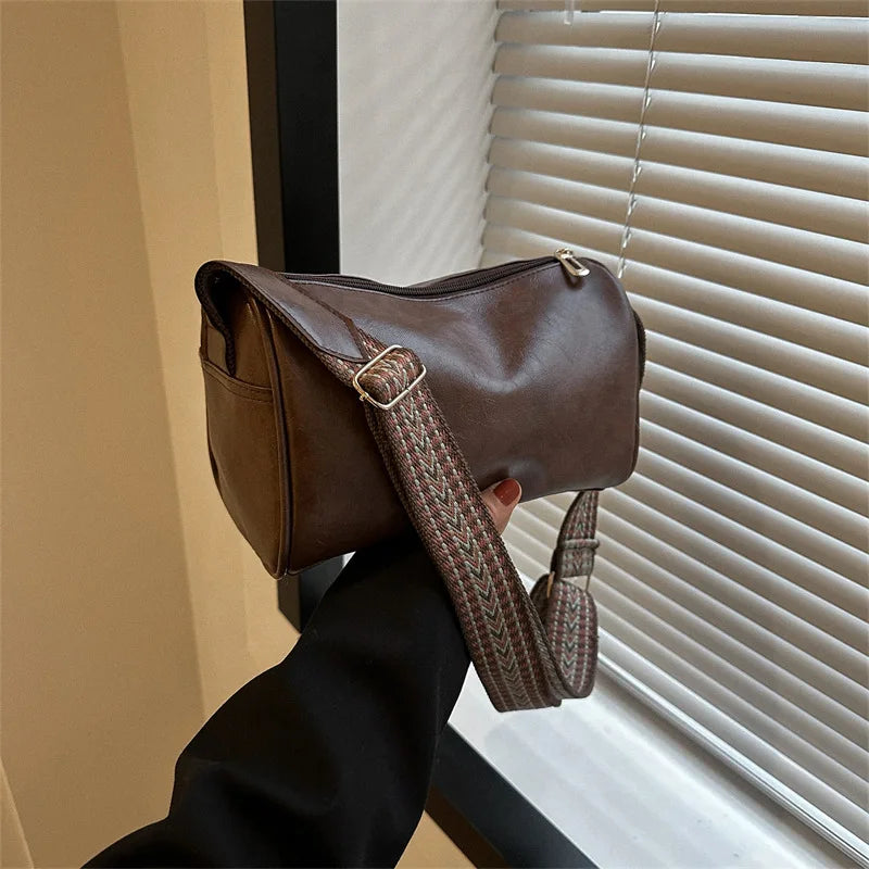 Fashion Vintage Travel Leather Pillow Style Purses Handbags for Women Small Crossbody Female Boston Casual Shoulder Bag