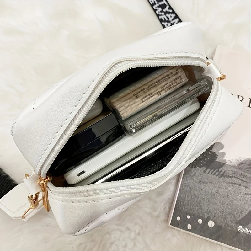 Stylish Embossed Geometric Crossbody Handbag Purse for Women Casual Shoulder Zipper Bag