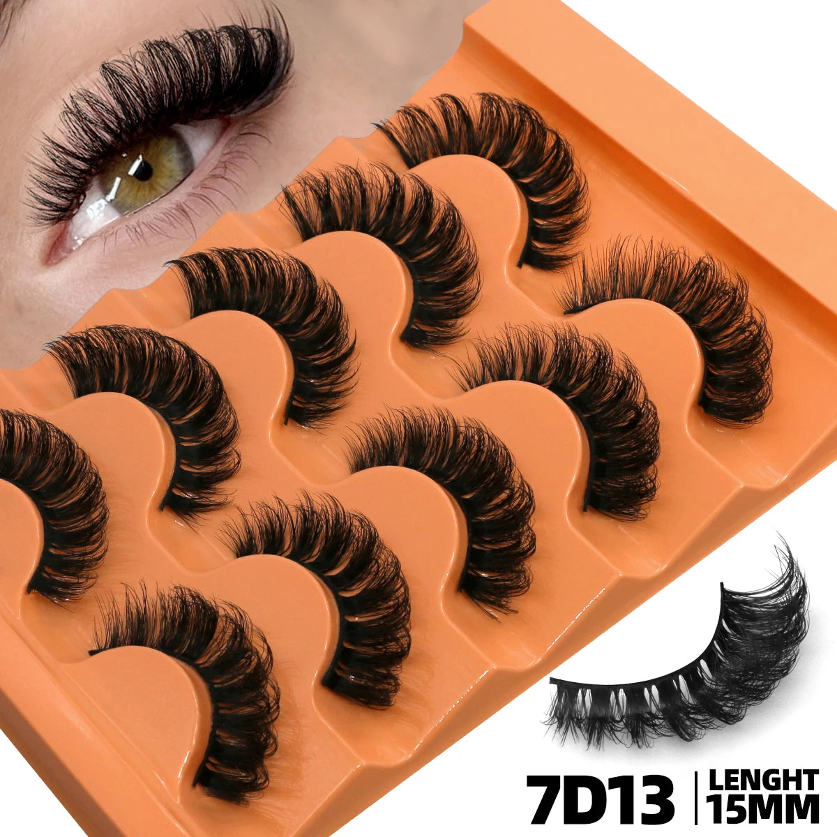 10pcs - 5 Pairs Fluffy Mink Eyelashes Wispy 7D Volume False Thick Soft Curly Lashes Russian Strip Extensions Eye Accessories