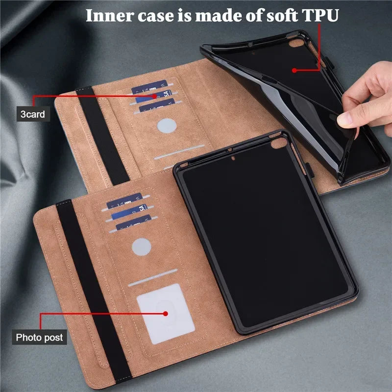 Luxury Leather Case Cover for Samsung Galaxy Tab S10 Plus S9 Fe S9 Plus Built in Wallet Stand Features Strap Protection