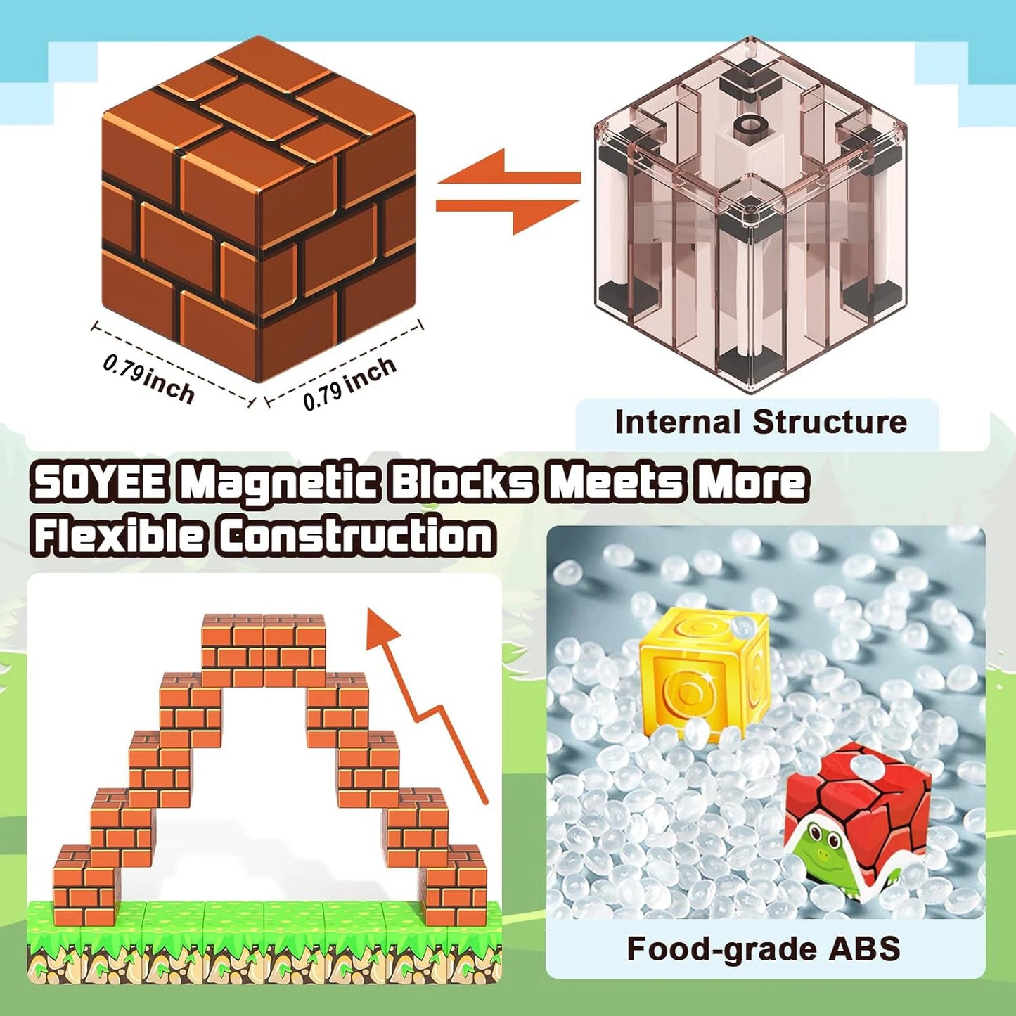 Popular Magnetic Building Blocks Mine World Set Toys STEM Montessori Stacking Cubes Construction Set Great Gift