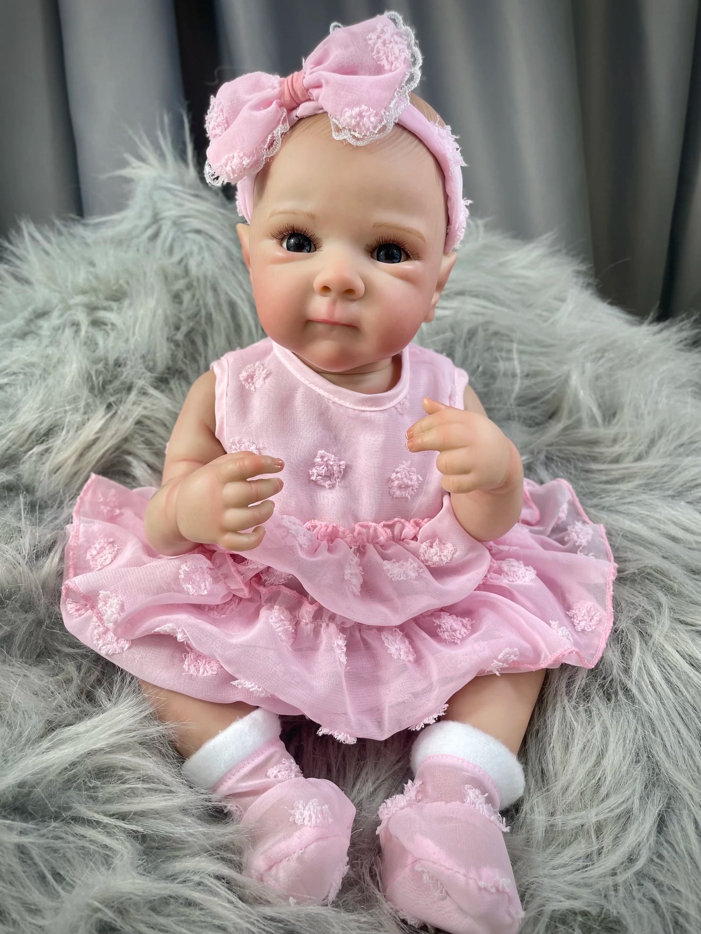 Full Body Silicone Vinyl Washable Reborn Baby Girl Doll With Painted Lifelike Hair Bebe Reborn Toys 18 Inch