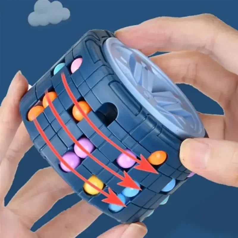 Fun 3D Cylinder Puzzle Wheel Toy Magical Bean Gyro Rotate and Slide Games Relieve Stress Children Educational Montessori Toys Gift