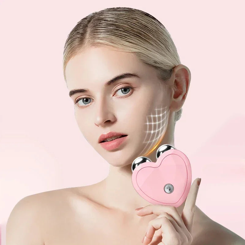 Portable Micro Current Beauty Face Lifting Anti Wrinkle Roller Slimming Massager EMS Mini Delicate Contouring Firming Facial Care Tool