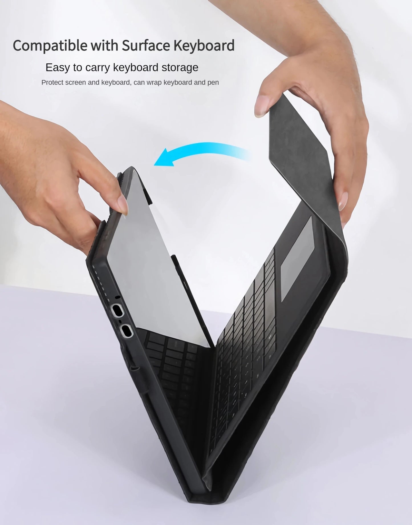 Elegant Portfolio Business Leather Case for Microsoft Surface Pro 11/10/9 13inch Multiple Angle Stand TPU Shell Bag Compatible with Keyboard